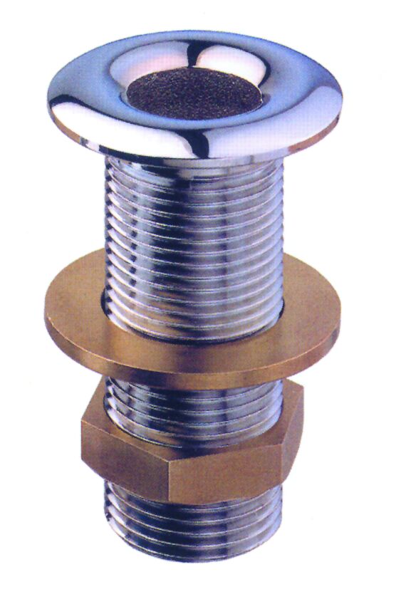 Through hull outlet, chromium plated brass, 2"