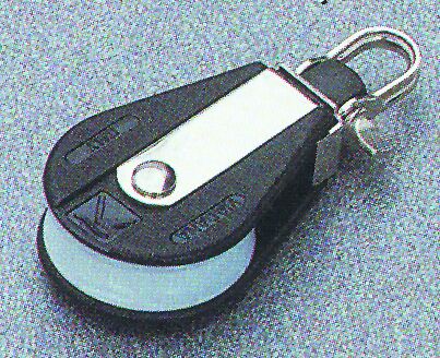 Single ball bearing block (breaking load 800kg), 34mm, Diam. 8mm
