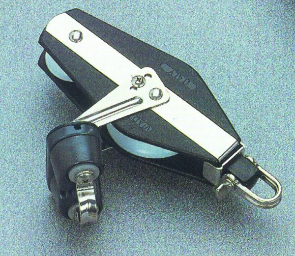 Fiddle ball bearing block with ball bearing cam cleat ,Diam. 57mm, Diam. 12mm
