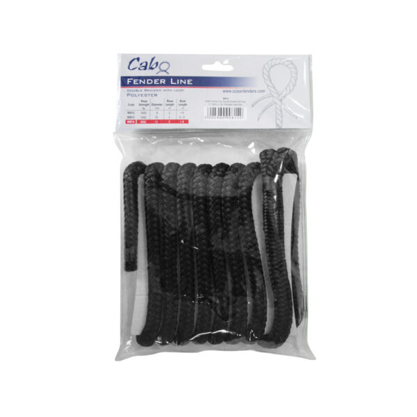 Cabo para defensa ,CABO doble trenzado, con bucle, diám. 8mm, L 2m, poliéster, negro