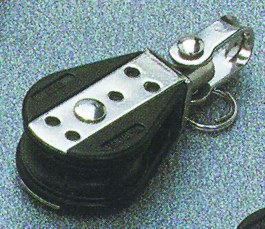 Swivel ball bearing block with shackle, 28mm, Diam. 8mm