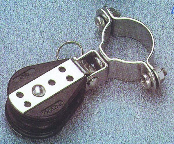 Swivel ball bearing block on curved base, 28mm, Diam. 8mm