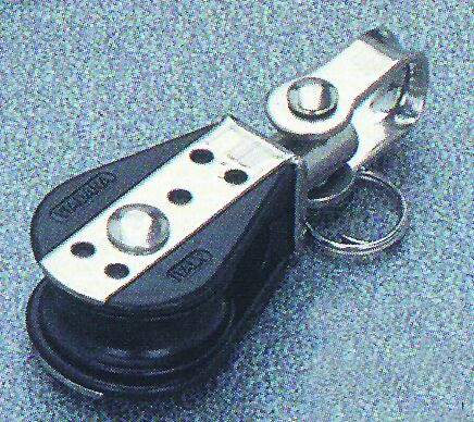 Single swivel ball bearing block without balls, with shackle, 22mm Diam. 6mm