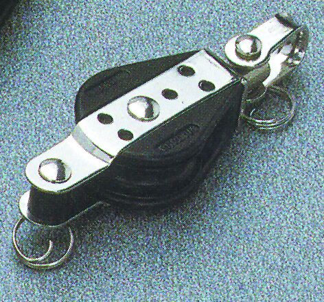 Swivel ball bearing block with shackle and becket, 28mm, Diam. 8mm