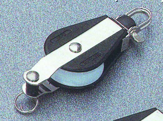 Single ball bearing block with becket (breaking load 800kg), 34mm, Diam. 8mm