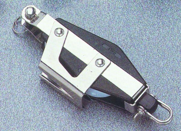 Fiddle ball bearing block with becket and vee jam, 34mm, Diam. 8mm