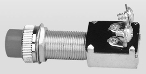 Push Button Horn Switch, 12V, 20A, waterproof, w/black cap, Diam. 16mm, L.73mm