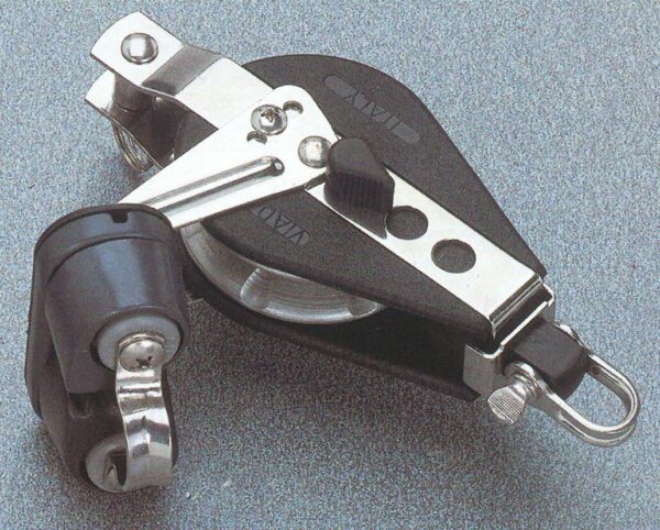 Single bearing ratchet block-becket with ball bearing cam cleat,57mm, Diam. 10mm
