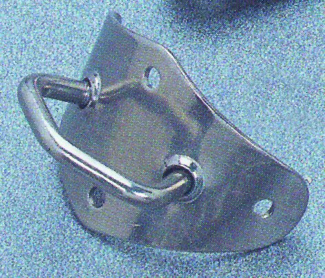 Spar attachment on orizontal curved base, ring Diam. 6mm,holes Diam. 5mm