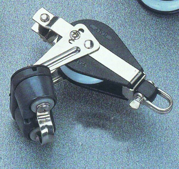 Single ball bearing block and becket with ball bearing cam cleat & Universal 3 -way head,Diam. 45mm,