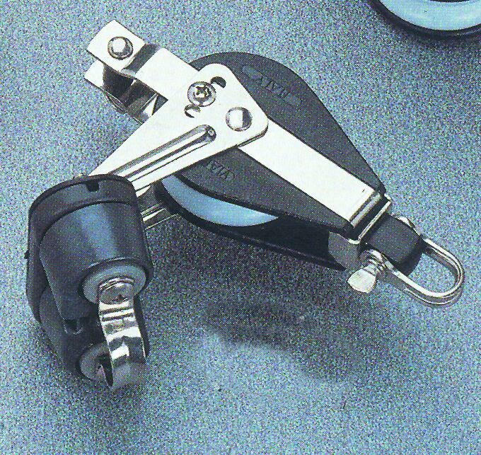 Single ball bearing block and becket with ball bearing cam cleat & Universal 3 -way head,Diam. 45mm,