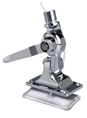 4 Way Ratchet Mount, Glomex, stainless steel electropolished, for 1"x14 thread, locking by handle