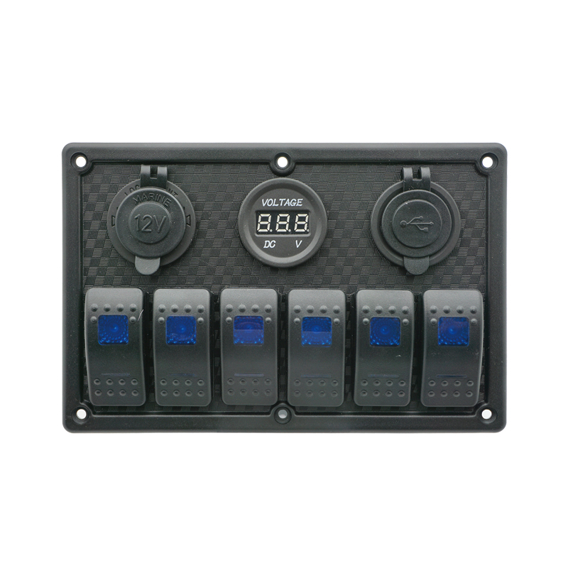 Panel de interruptores basculantes con LED, 12 V/24 V, (6 interruptores basculantes): imagen 1