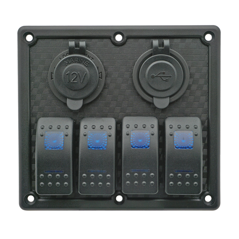 Panel de interruptores basculantes con LED, 12 V/24 V, (4 interruptores basculantes): imagen 1