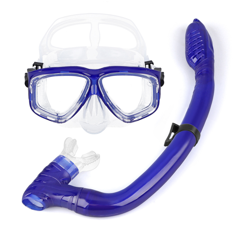 Mascara de silicona y snorkel, conjunto, niño, azul: imagen 1