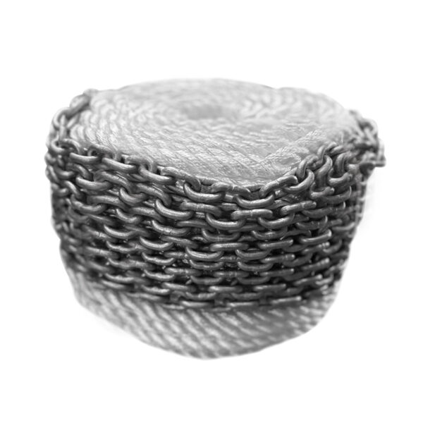 CABO de Ancla para Molinete,Tres Hilos,ø12mm,L70m,Nylon,Blanco,con Cadena Lofrans ø6mm,ISO 4565,L8m