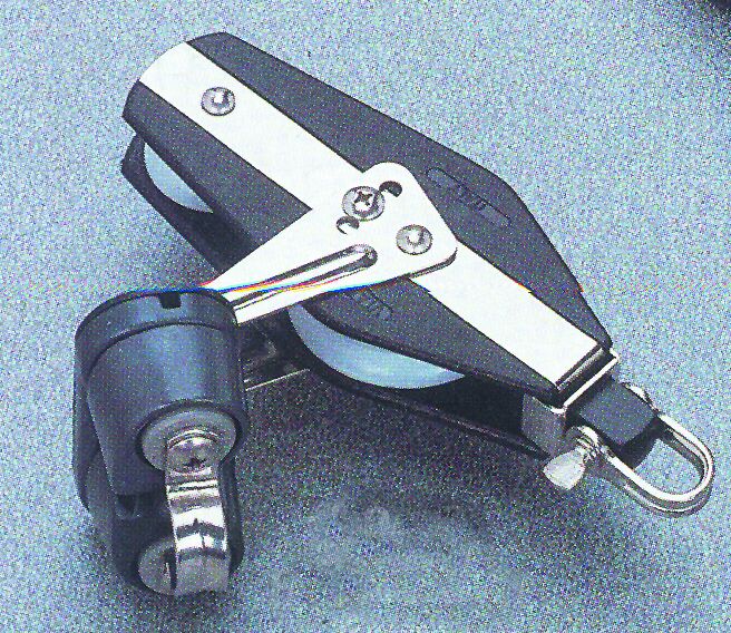 Fiddle ball bearing block with ball bearing cam cleat, Universal 3-way head Diam. 45mm, ,Diam. 10mm: imagen 1