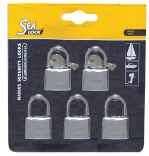Set 5 candados SeaLock, 30mm SeaLock, con una sola llave