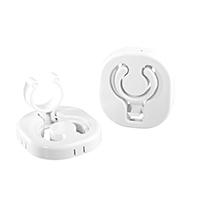 Juego clips soporte plastico, Plegable, Ø30mm, Blanco