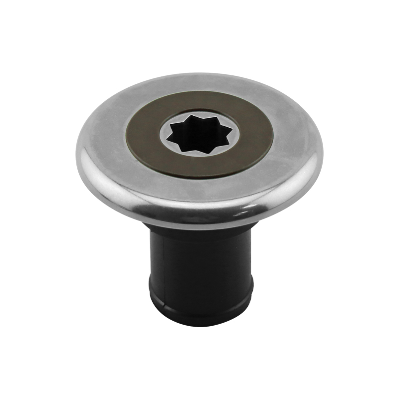 Boca INOX Ø38mm, con Tapón Marron, para Aguas Negra, Base Negra: imagen 1