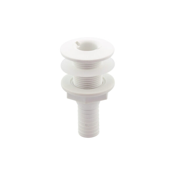 Pasacasco blanco para válvula 3/4'', con conector para manguera Ø19mm y arandela, ISO