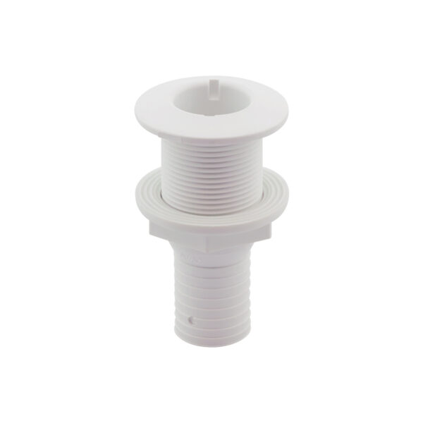 Pasacasco blanco para válvula 1 1/4'', con conector para manguera Ø32mm