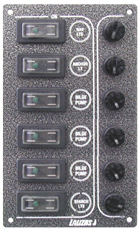 Panel C."SP6 Ultra",6Interrupt, Inox 316,charcoal,12/24V