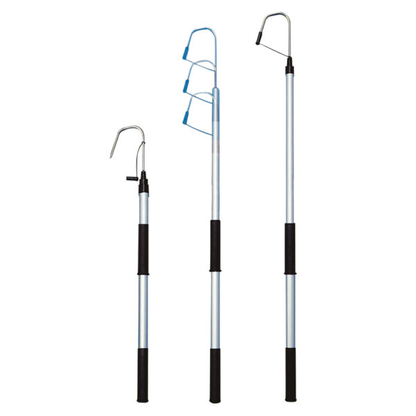 Garfio telescópico con Tubo Anod. Alumin. Ø30mm, L.800-1205mm & Gancho Inox Ø8mm x W.100mm