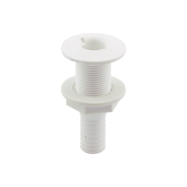 Pasacasco blanco para válvula 3/4'', con conector para manguera Ø19mm,
