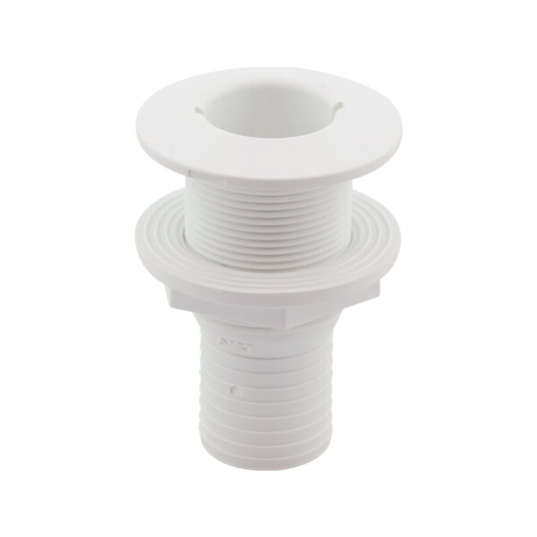 Pasacasco blanco para válvula 1 1/2'', con conector para manguera Ø38mm,
