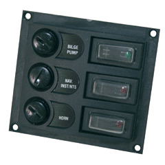 Base de Panel Control con interruptor + fusible, negro