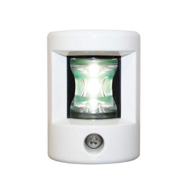 Luz de popa FOS LED 12 135 °, montaje lateral, con carcasa blanca