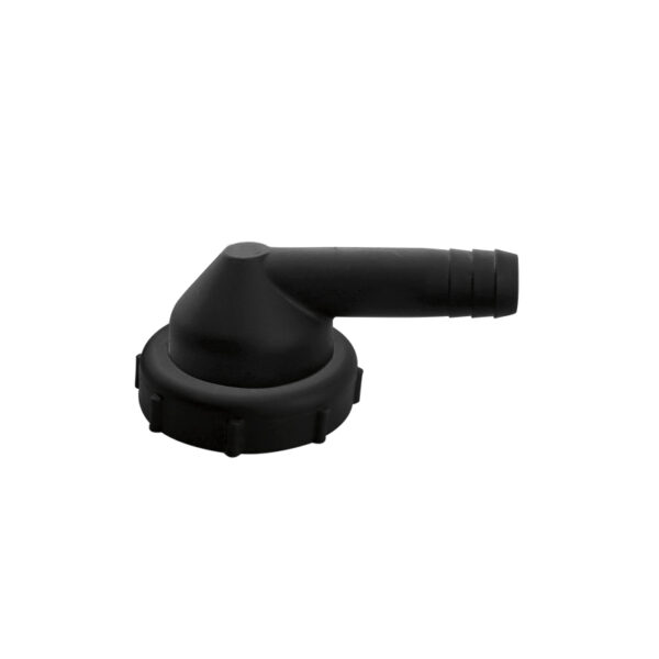 Outlet Elbow Fitting,for Ø 12mm hose,1 1/2 thread tightening ring,black