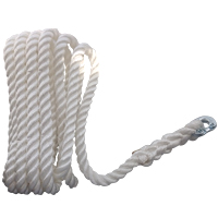 CABO Cabo para fondeo, tres hebras con conector 6mm, Diam. 12mm, L 30m, Nylon, Blanco
