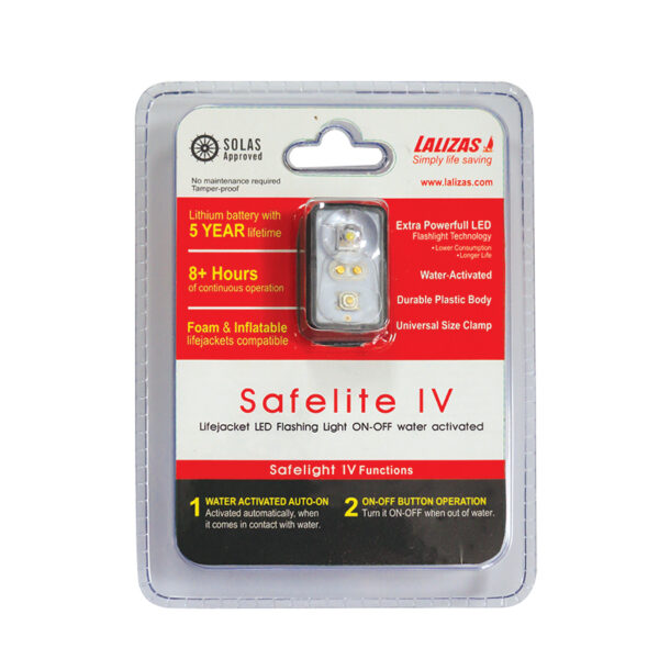 LALIZAS Luz de chaleco parpadeante "Safelite IV" activado por agua, ON-OFF, código, SOLAS/MED/USCG-