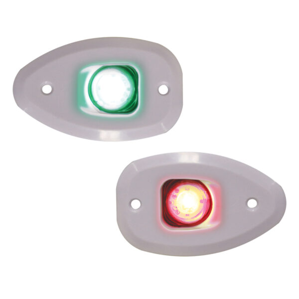 MICRO LED 12 juego luces babor y estribor 112.5°, Flushm., carc.blanca, con agujeros