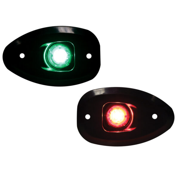 MICRO LED 12 juego luces babor y estribor 112.5°, Flushm., carc.negra, con agujeros