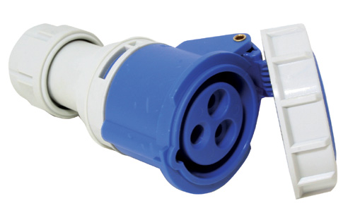 Enchufe hembra, cubierta seguridad, 16 a 220-240v, azul