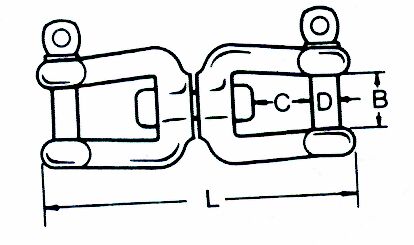 Jaw and jaw swivel, Inox 316, 10mm