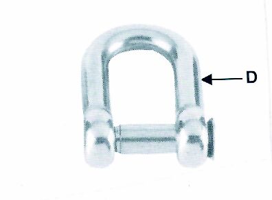 D shackle w/ oval sink pin, AISI 316, Diam. 10mm