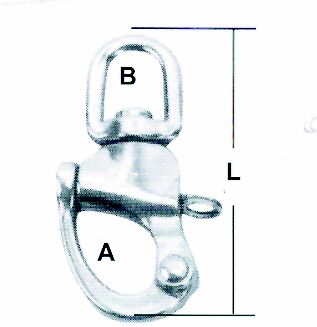 Swivel snap shackle, AISI 316, 12mm